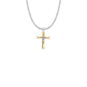1 Inch Sterling Silver and Glass Crystal November Birthstone Baguette Crucifix Necklace