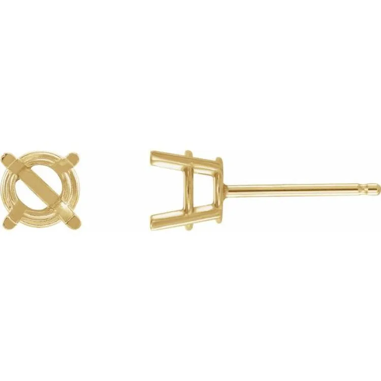 14K Yellow 5 mm Natural Blue Sapphire Stud Earrings