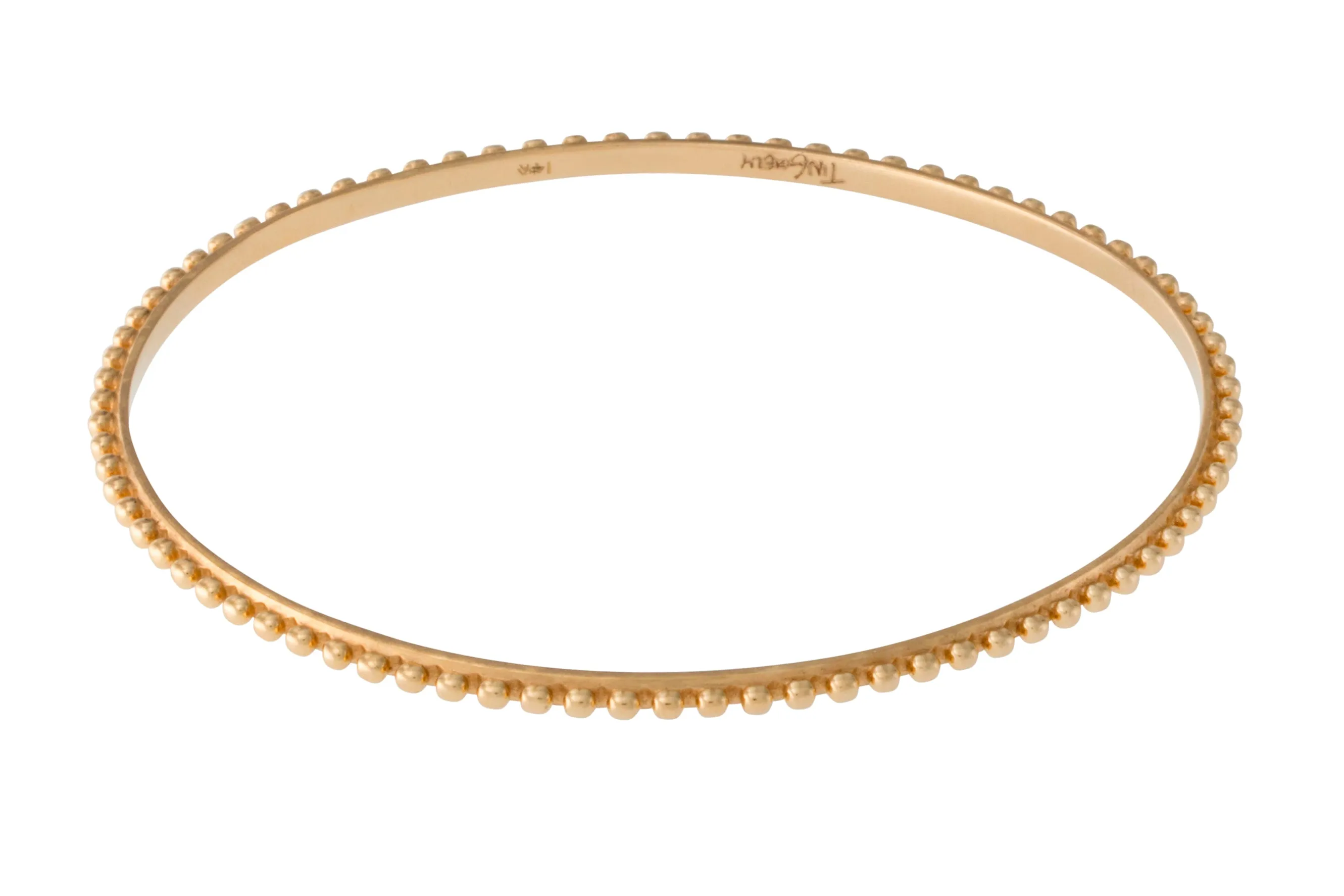 14K Yellow Gold Beaded Berber Bangle