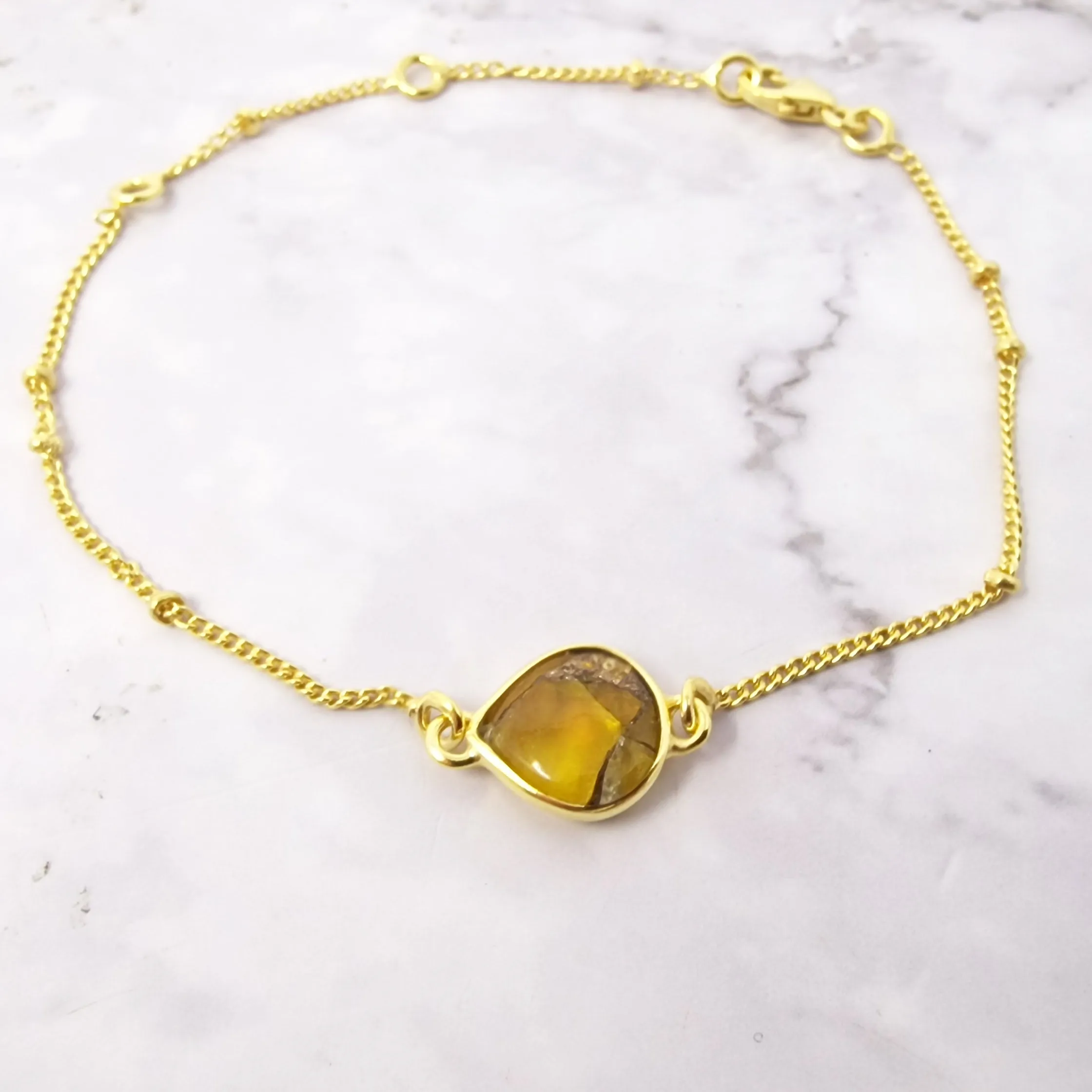18ct Gold Vermeil Plated Adjustable Citrine November Birthstone Bracelet