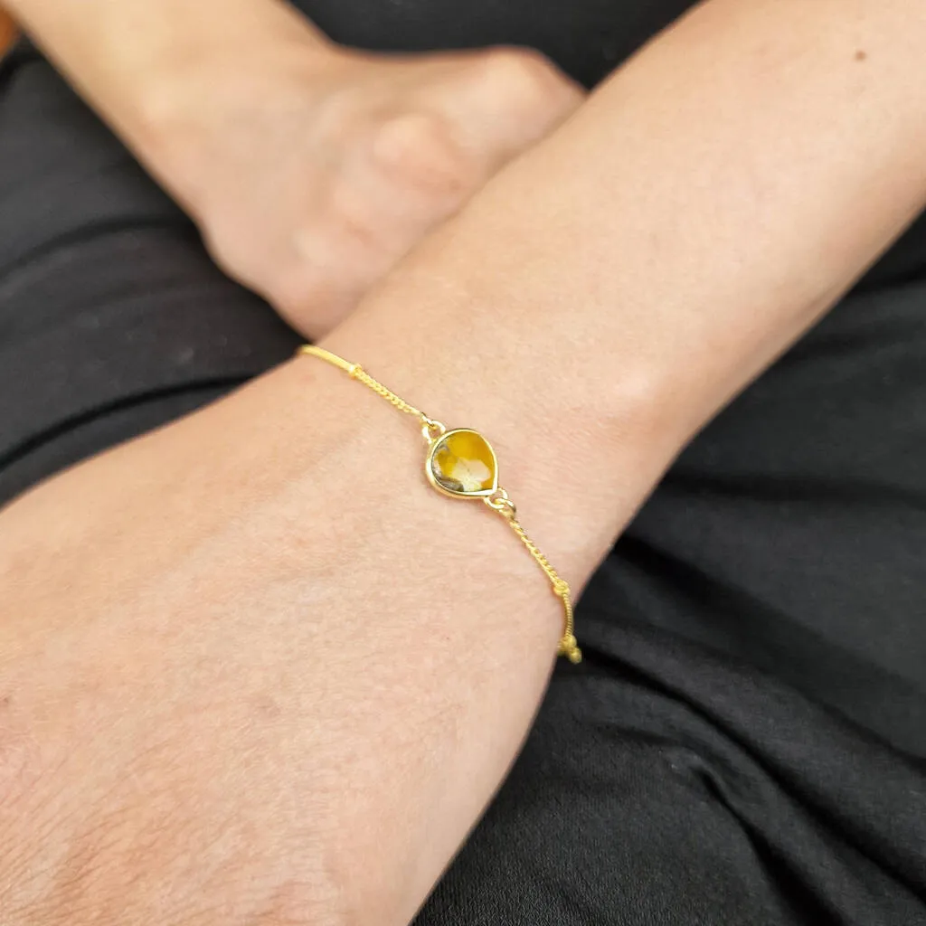 18ct Gold Vermeil Plated Adjustable Citrine November Birthstone Bracelet