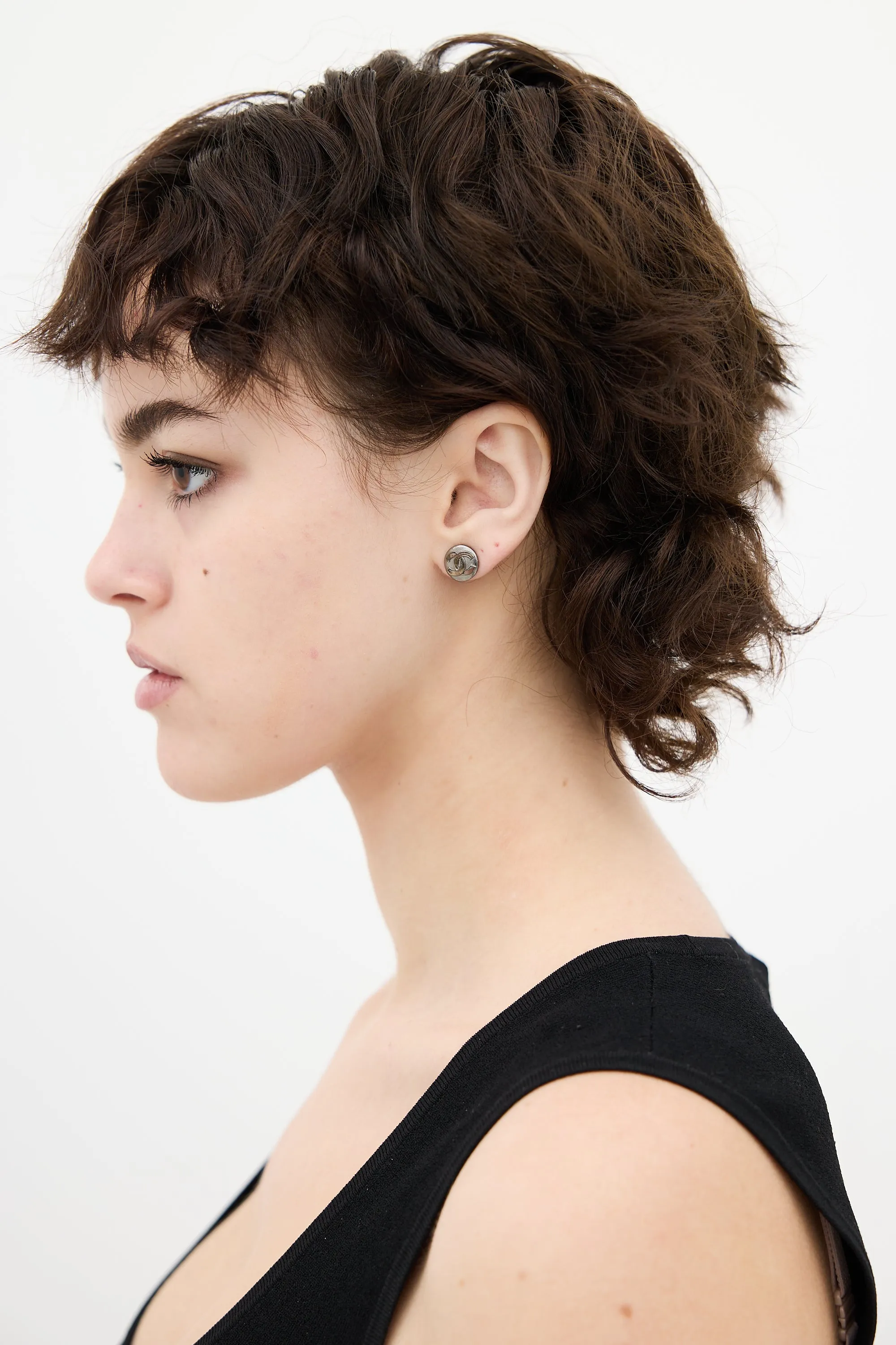 2018 Ruthenium CC Circle Stud Earrings