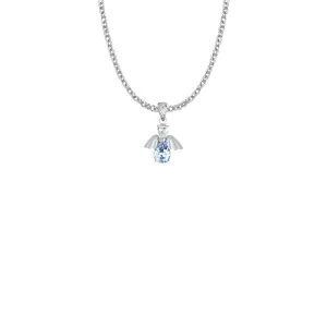 3/4 Inch Sterling Silver and Glass Crystal June Birthstone Angel Necklace