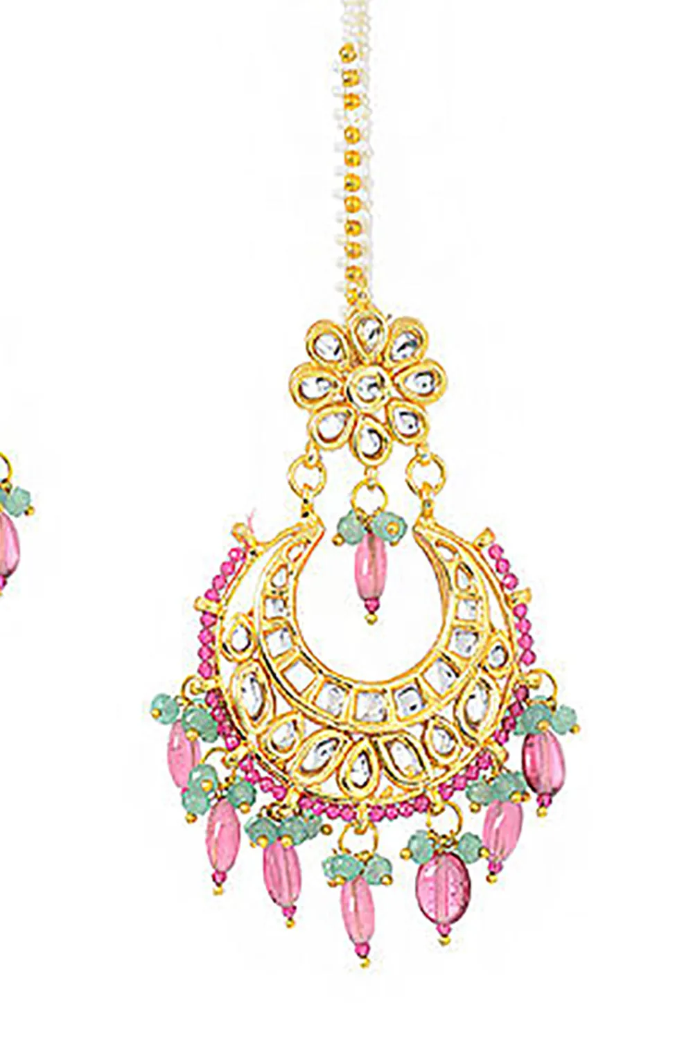 Alloy Kundan Earring in Gold and White