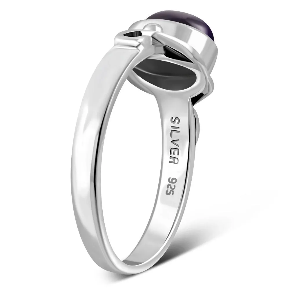 Amethyst Stone Celtic Knot Sterling Silver Ring