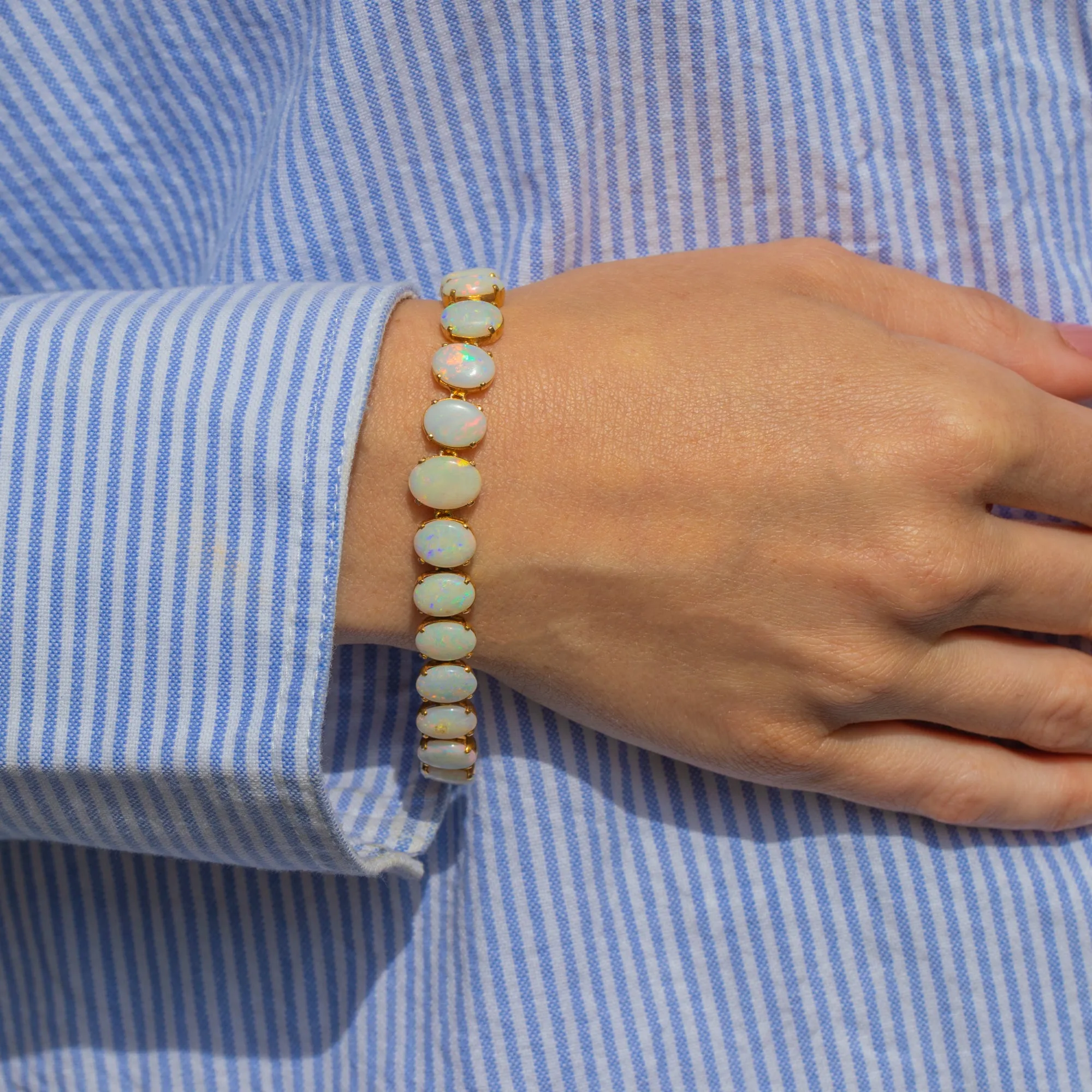 Antique 18ct Gold Opal Bracelet, 10.55ct