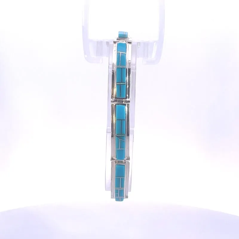 Arizona Turquoise and Inlaid Jewelry Elongated link Turquoise Bracelet