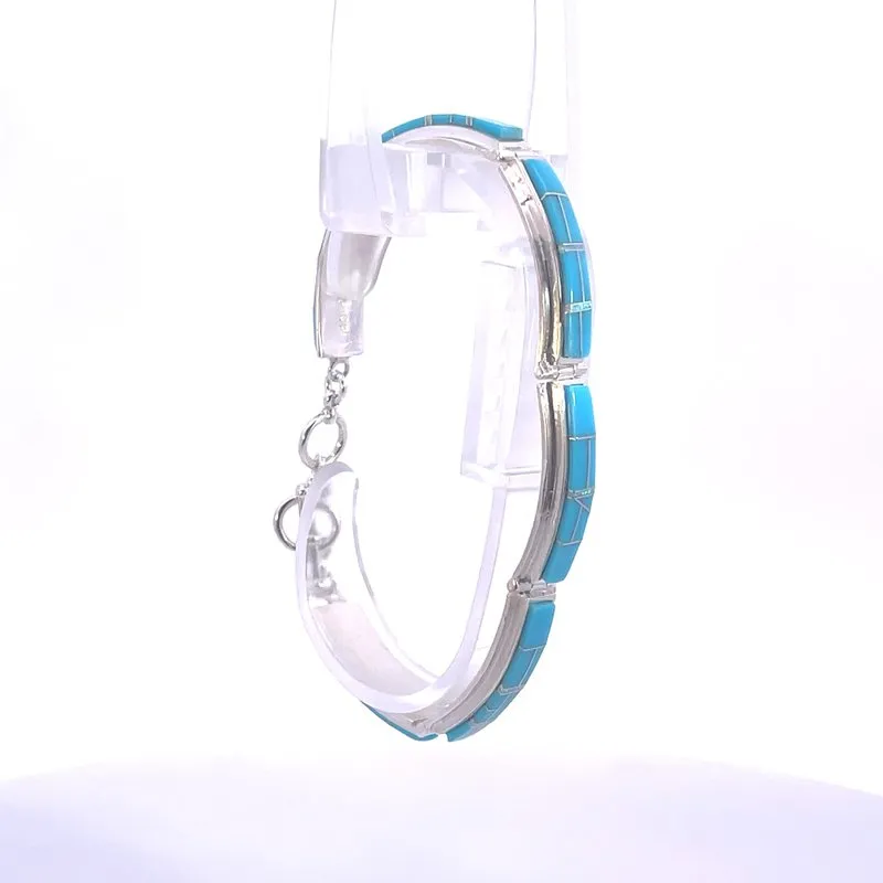 Arizona Turquoise and Inlaid Jewelry Elongated link Turquoise Bracelet