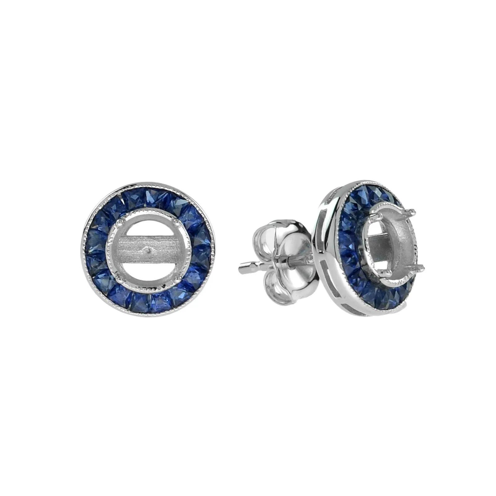 Art Deco Reproduction Aristocrat 1.07 cttw Sapphire Semi Mount Earrings 11594