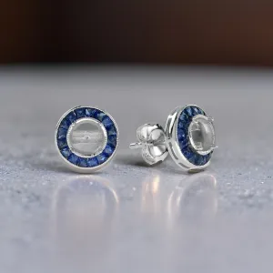 Art Deco Reproduction Aristocrat 1.07 cttw Sapphire Semi Mount Earrings 11594