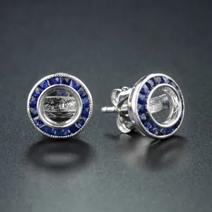 Art Deco Reproduction Aristocrat 1.60 cttw Sapphire Semi Mount Earrings 11025