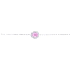Asfour Chain Bracelet made of 925 sterling silver, with a pear Pendant, inlaid with a Rose zircon Stone