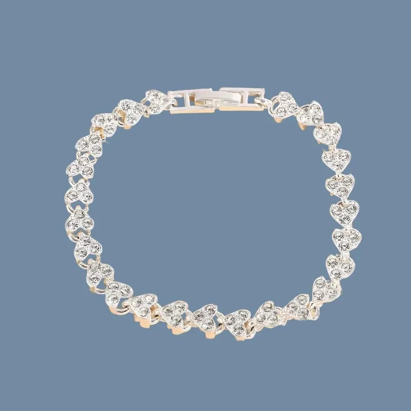 Bracelet with inlaid Rhinestones with Hearts