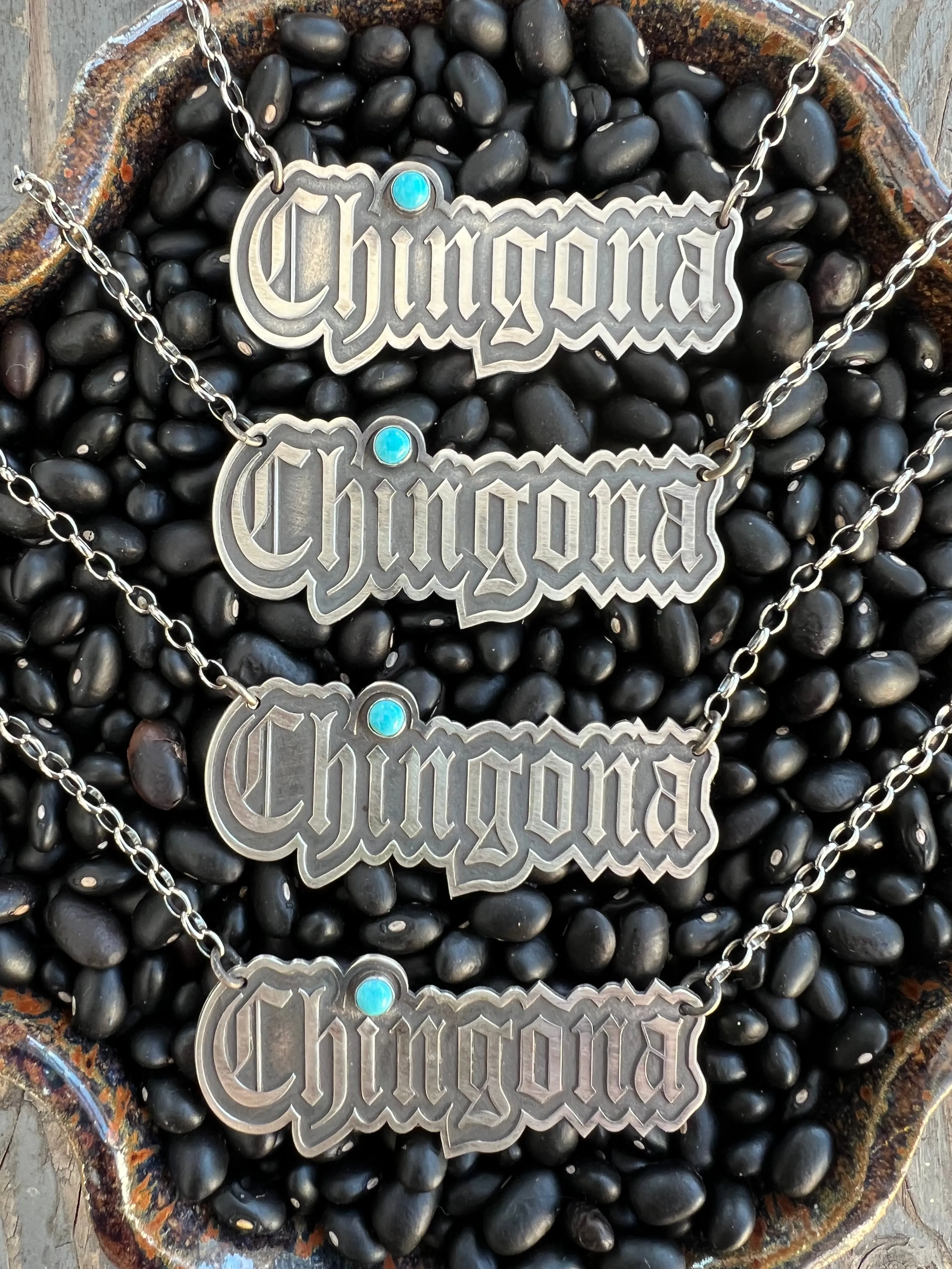 Chingona necklace nameplate 18” sterling silver