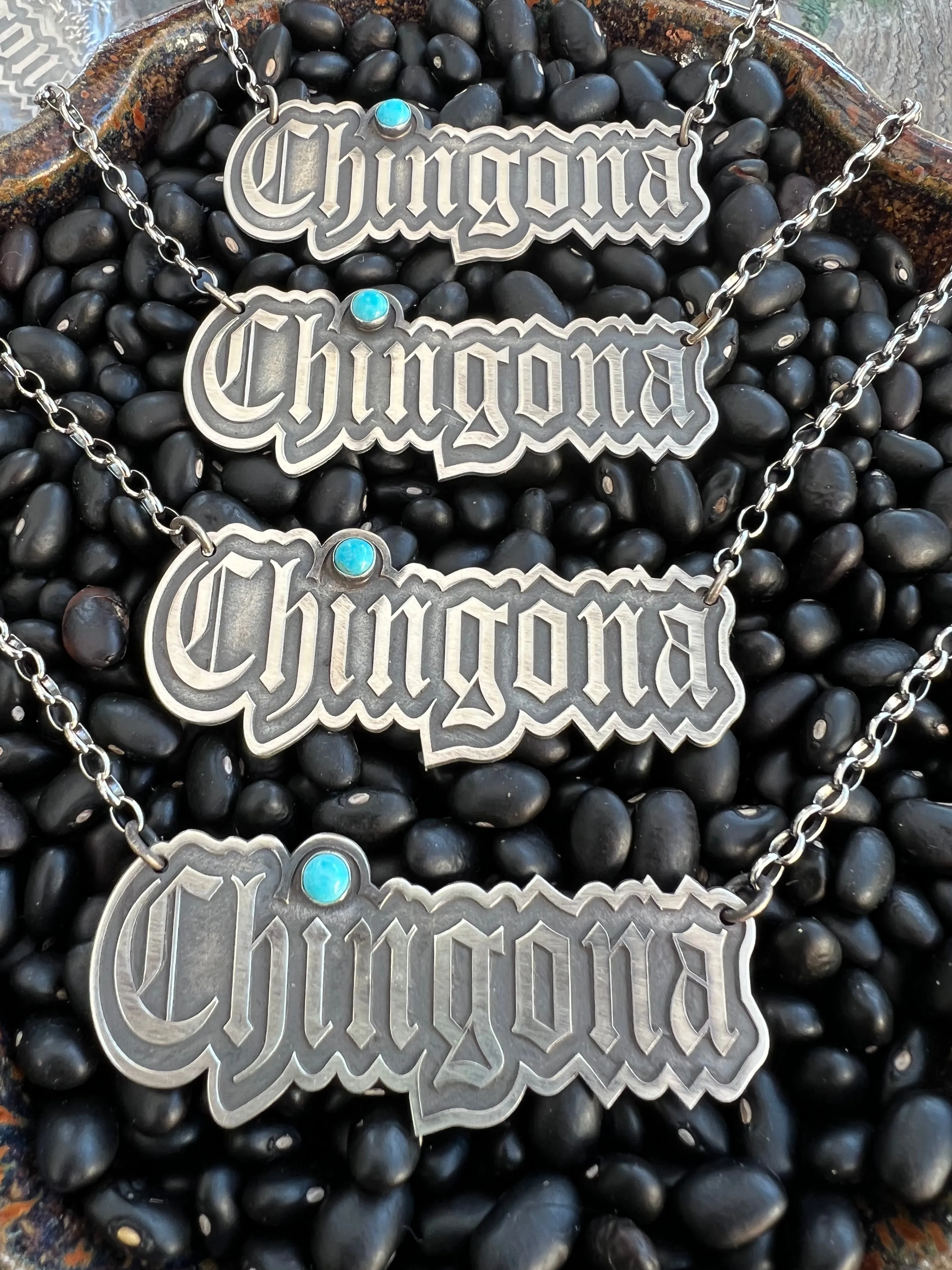 Chingona necklace nameplate 18” sterling silver