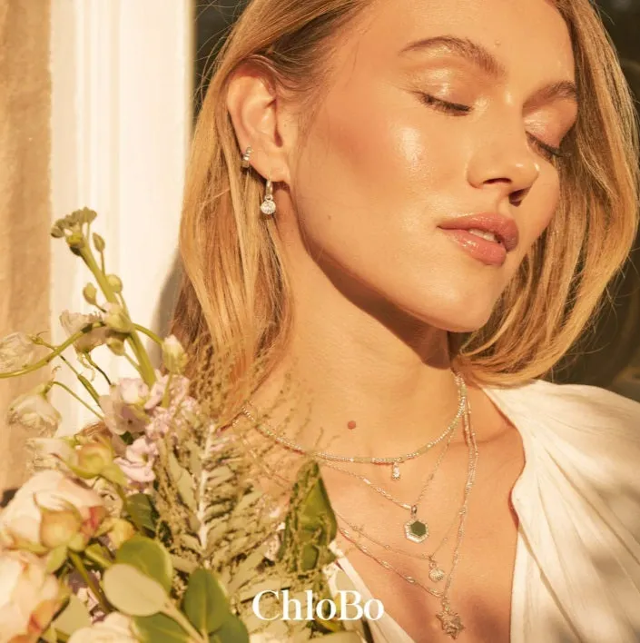 CHLOBO Silver Glistening Flower Bud Aventurine Choker Necklace