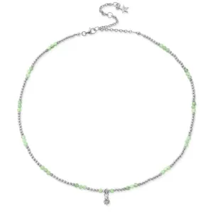 CHLOBO Silver Glistening Flower Bud Aventurine Choker Necklace