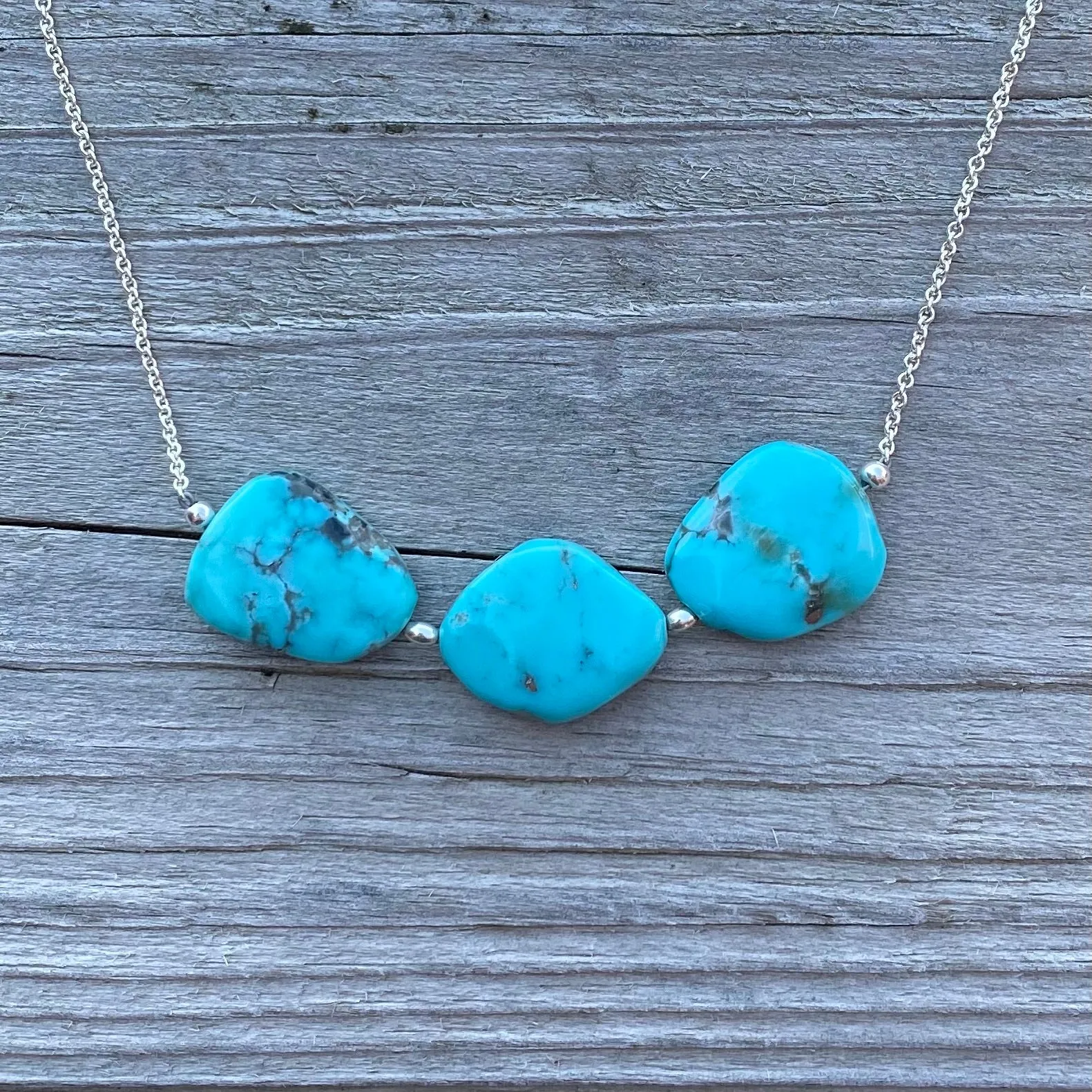 Chunky Three-Stone Turquoise Necklace