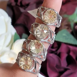Citrine Adjustable Cuff Ring .925 Silver for Abundance, Good Luck and Positivity