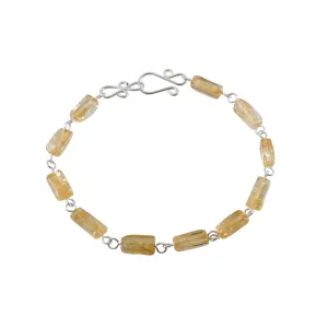 Citrine Birthstone Link Bracelet - Dainty Silver Design with November Gemstones