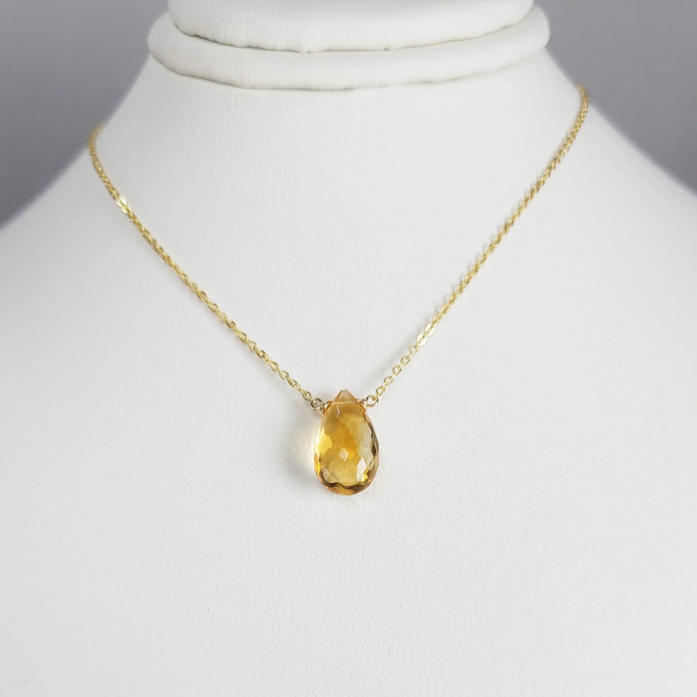 Citrine Pear Briolette Necklace