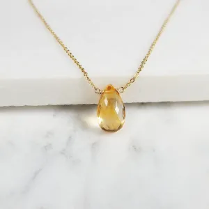 Citrine Pear Briolette Necklace