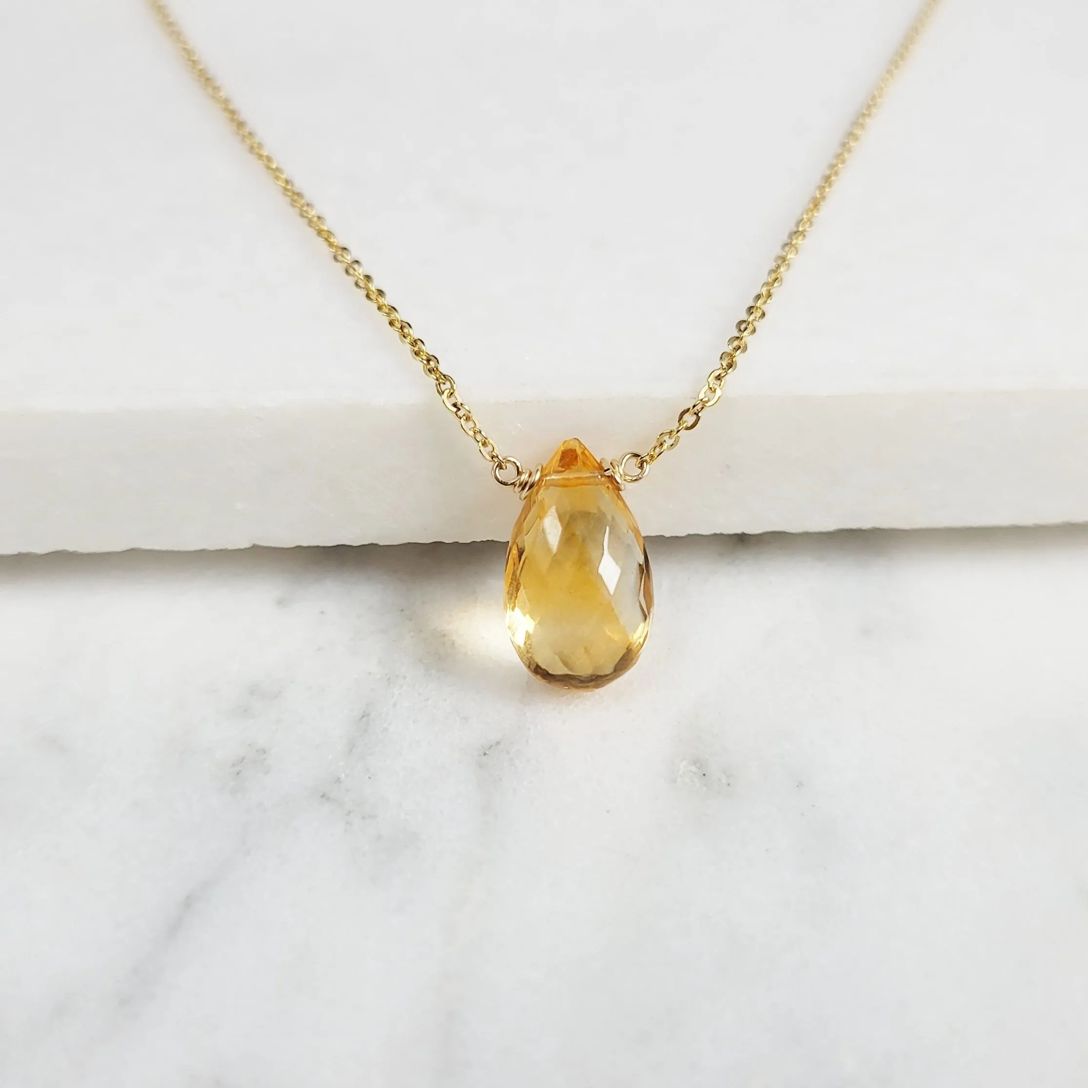 Citrine Pear Briolette Necklace