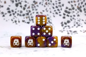 Conquest Dice: Old Dominion Faction: 25 Purple and Gold 16MM Six Sided Dice