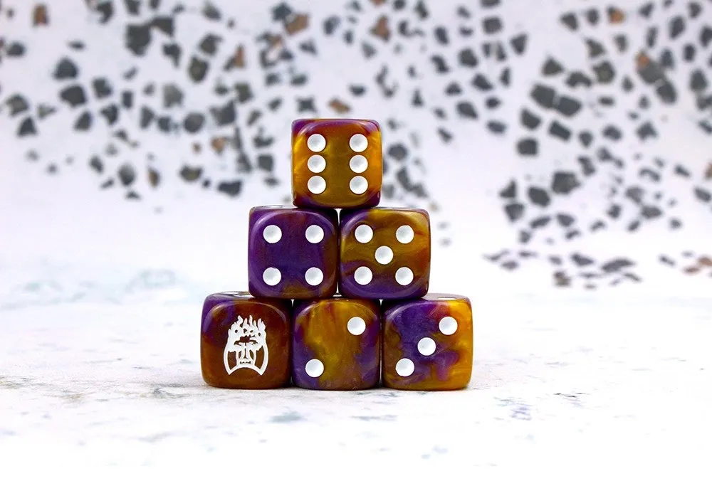 Conquest Dice: Old Dominion Faction: 25 Purple and Gold 16MM Six Sided Dice