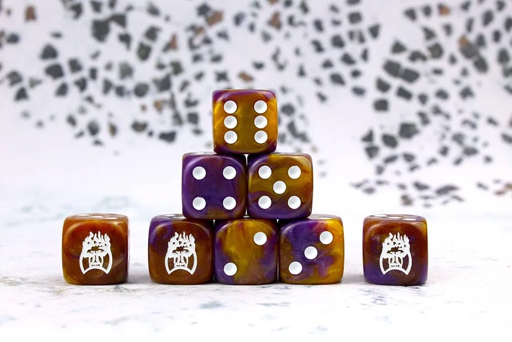 Conquest Dice: Old Dominion Faction: 25 Purple and Gold 16MM Six Sided Dice
