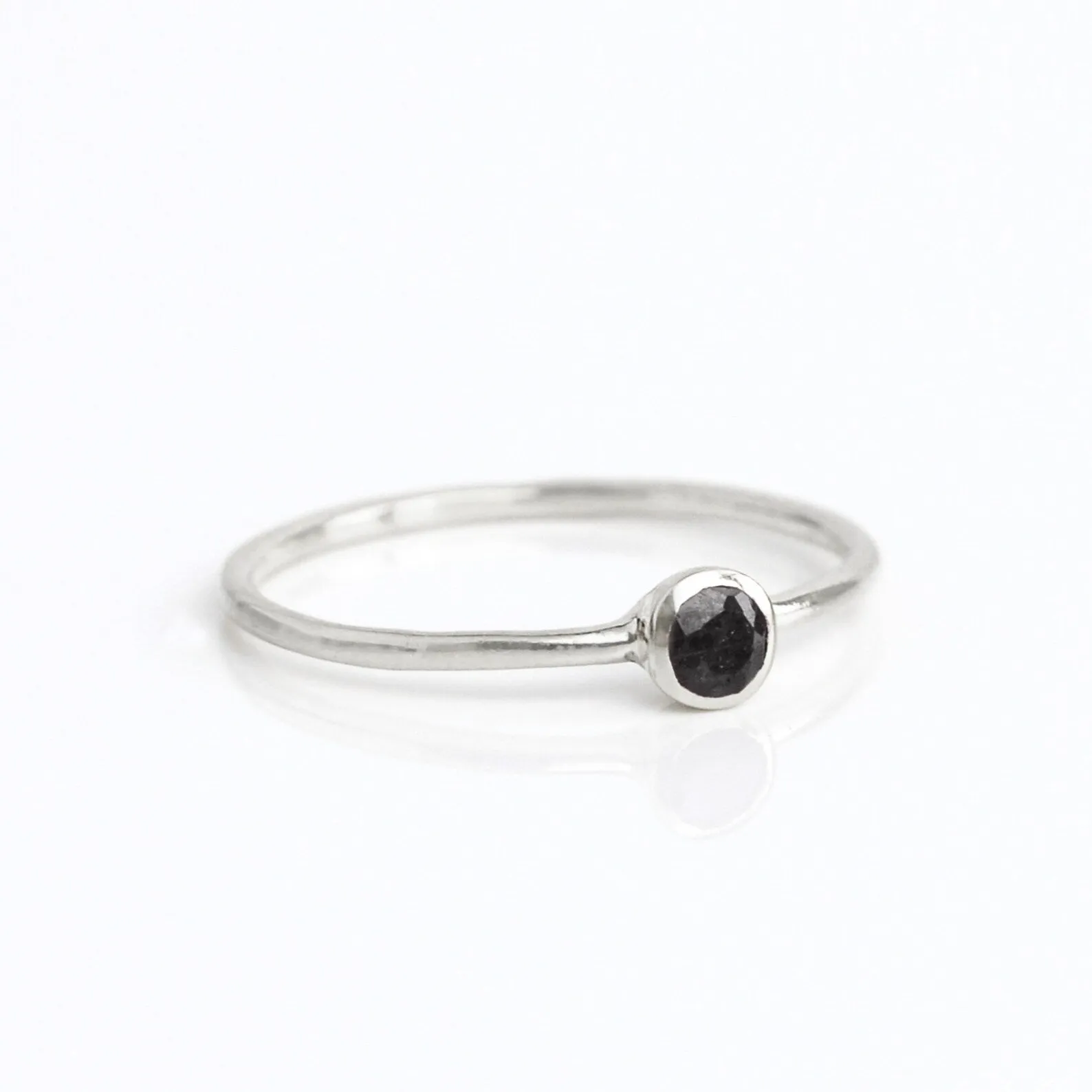 Dainty Stackable Black Onyx Ring : Alternative December Birthstone