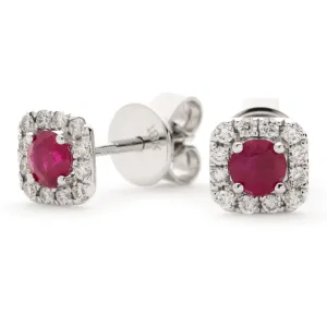 Diamond & Ruby Earrings 0.60ct