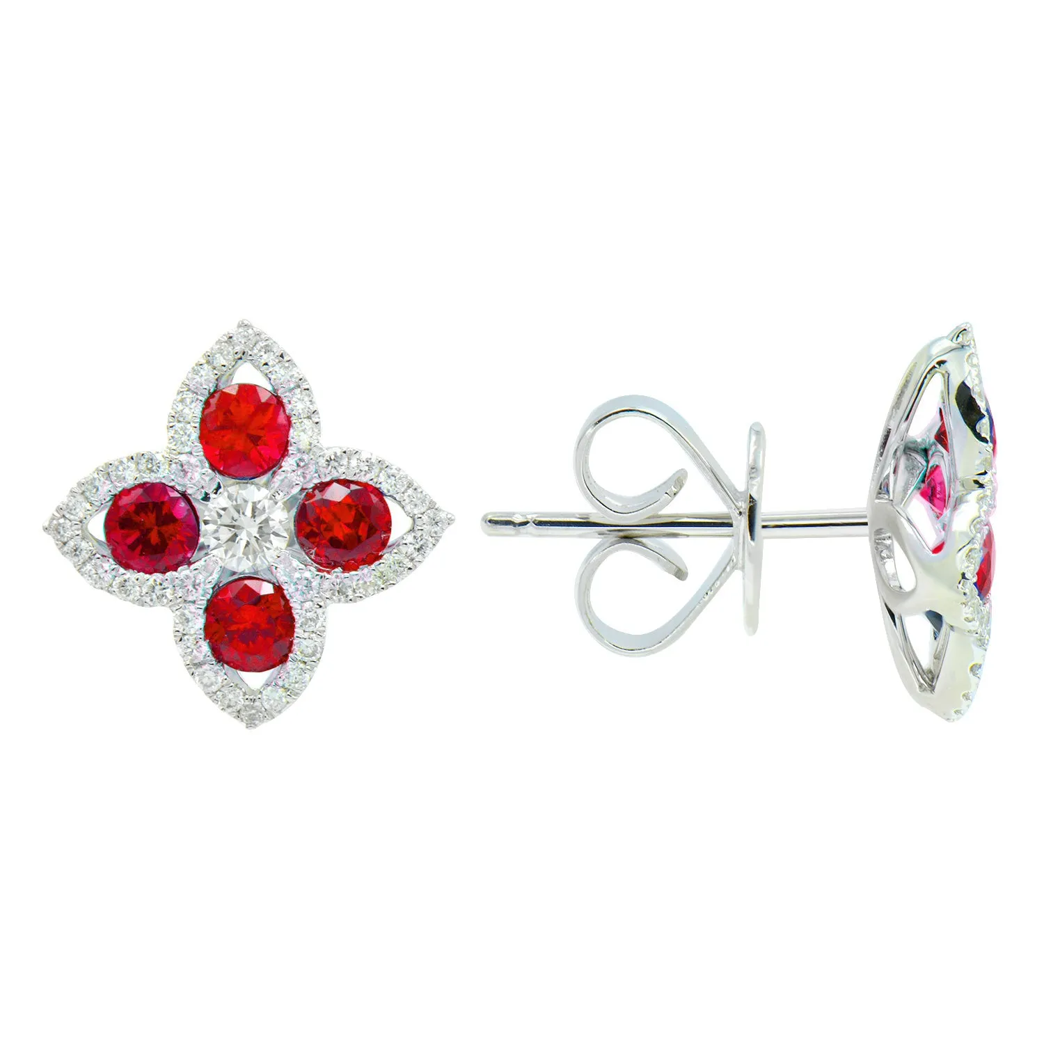 Diamond and ruby earrings (SKU E106)