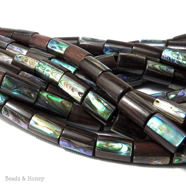 Ebony Wood with Abalone Shell Tube 8x14mm (Half Strand)