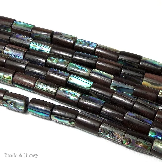 Ebony Wood with Abalone Shell Tube 8x14mm (Half Strand)