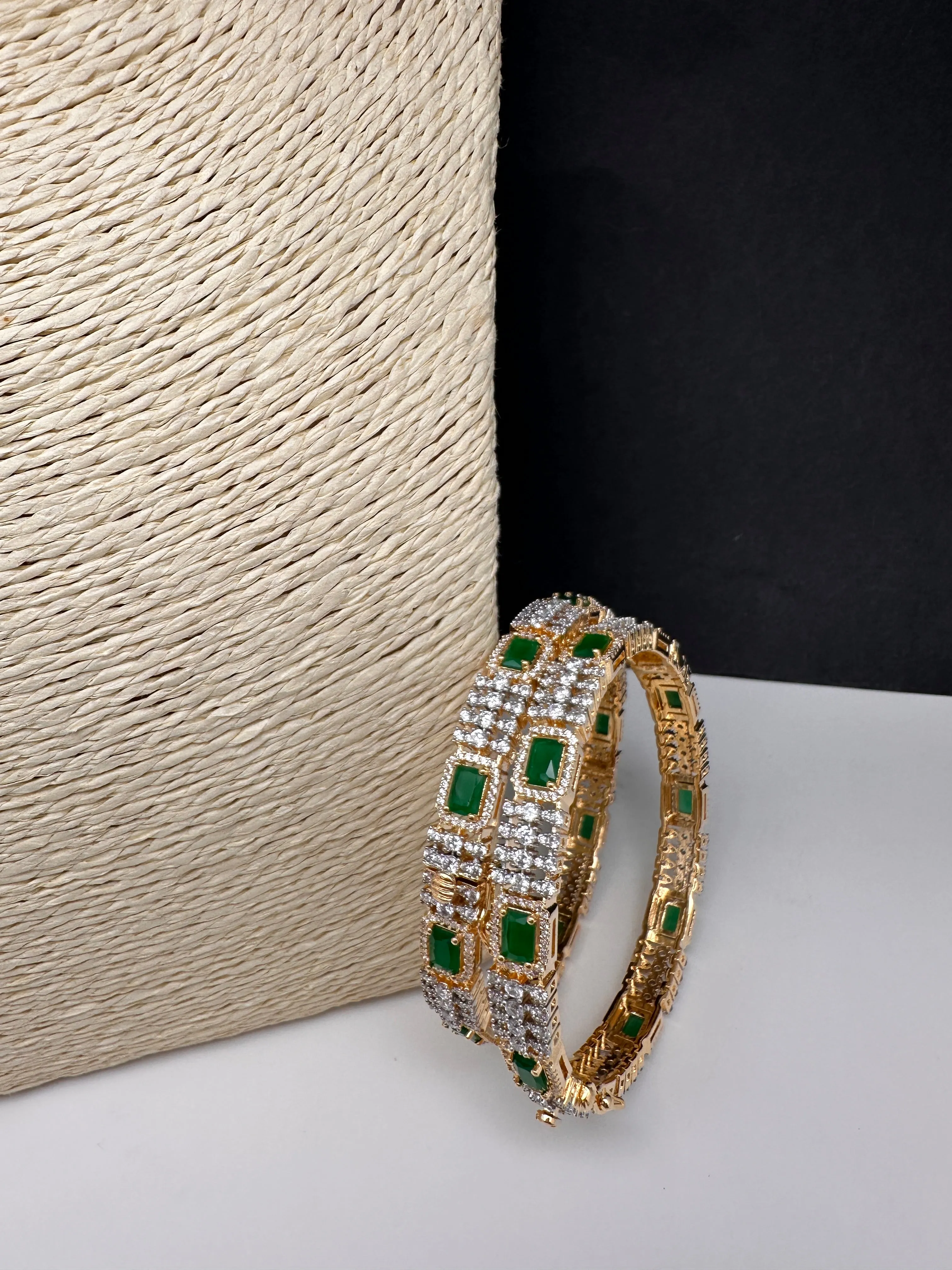 Emerald Green CZ Openable Bangle