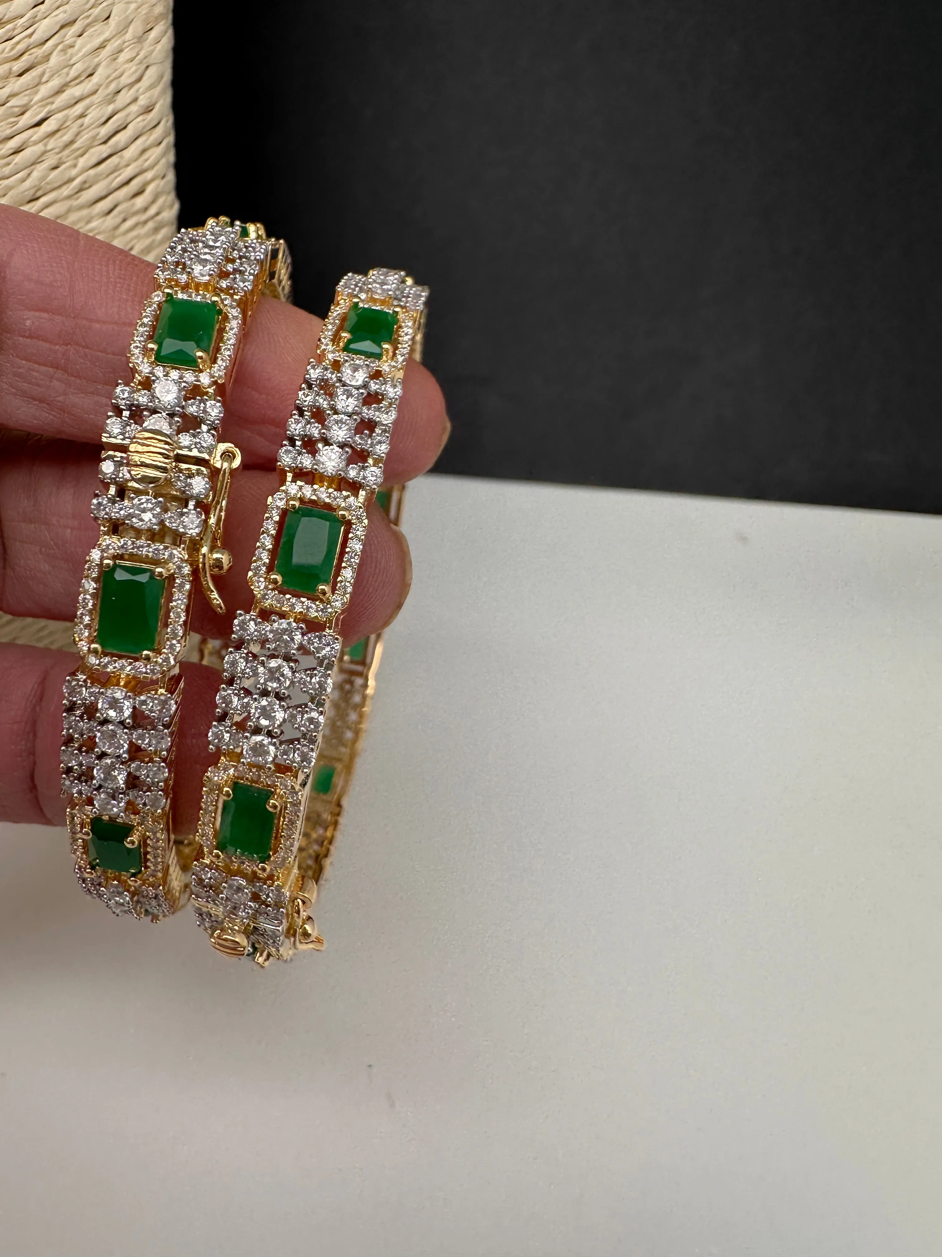 Emerald Green CZ Openable Bangle