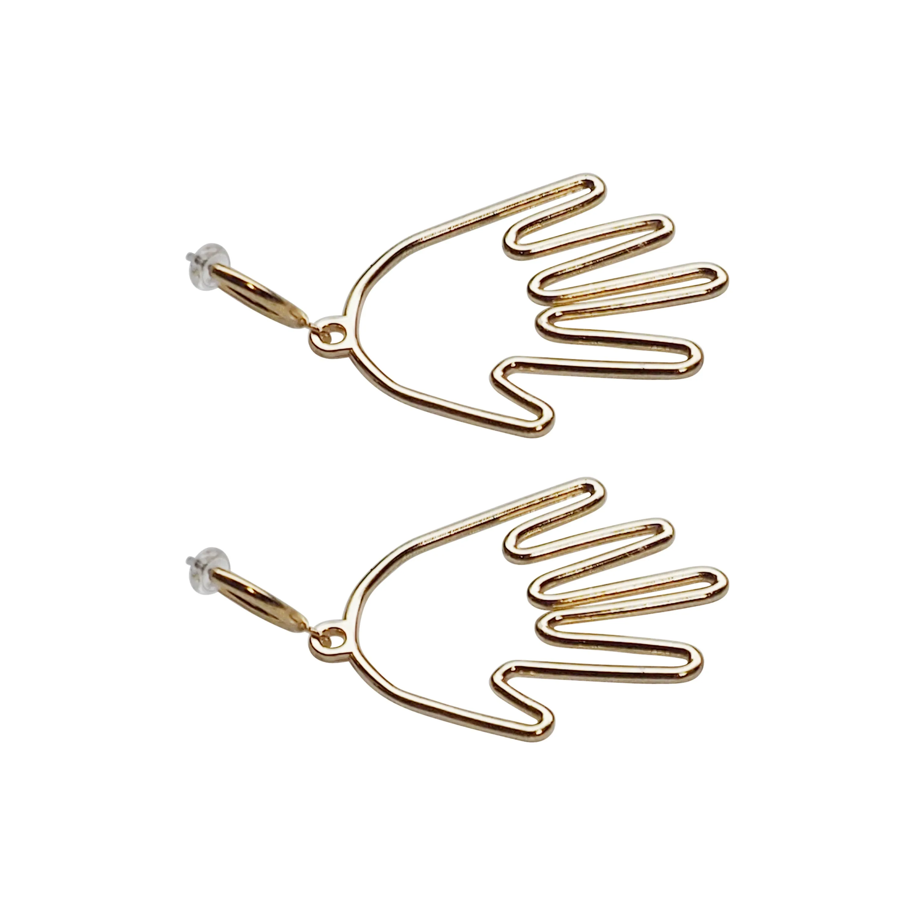 Gold hands clip on hoop earrings