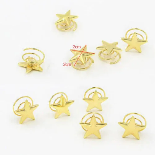 Gold Stars Hair Clips 5 Piece Set Twist Ins Boho New Year's Eve Barrettes Celestial Golden Magick Accessories