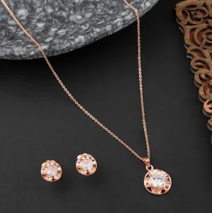 Inlaid Floral Shaped CZ  Set