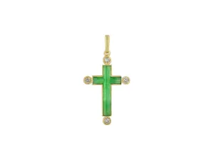 Jadeite and Diamond Cross Pendant in 18K