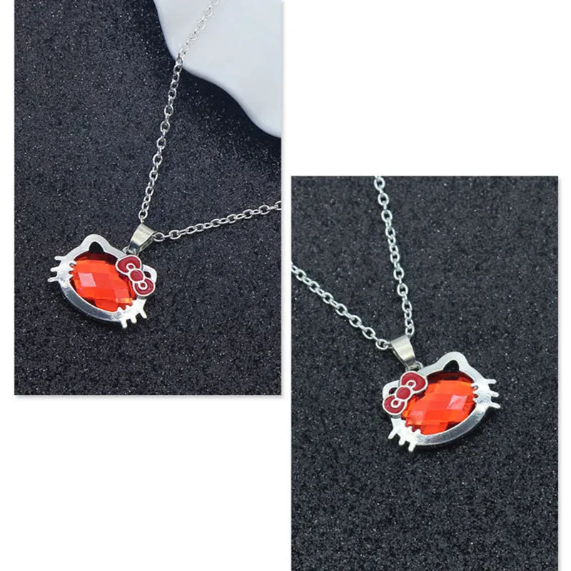 Japanese Cute Kitty Pendant Necklace Earrings Bracelet Set
