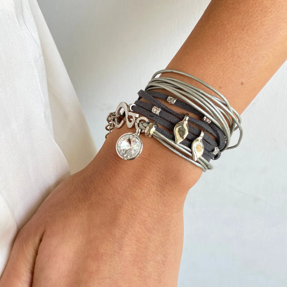 Light Grey Ivy Pop Bracelet - Silver