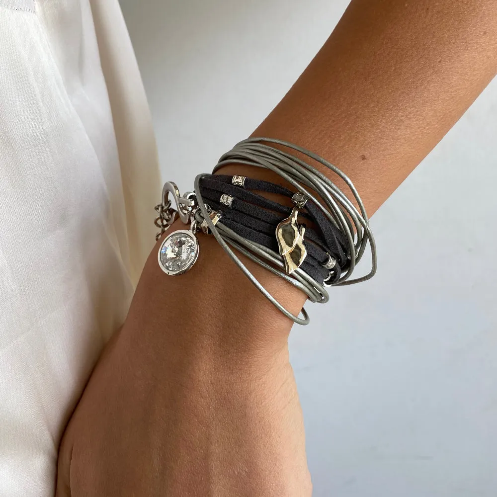 Light Grey Ivy Pop Bracelet - Silver
