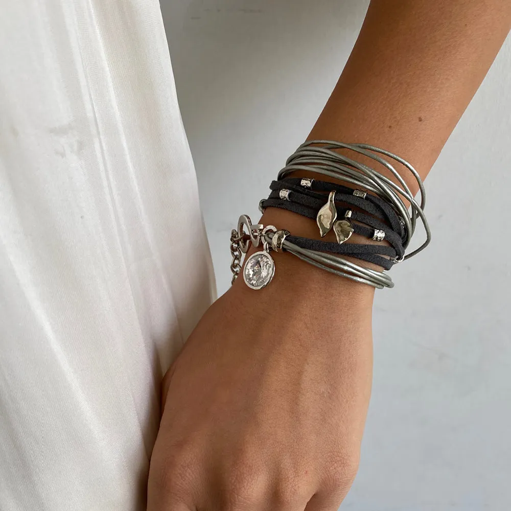 Light Grey Ivy Pop Bracelet - Silver