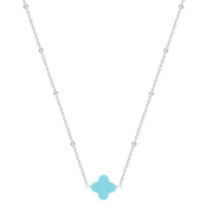 MALANI TURQUOISE CLOVER SILVER NECKLACE