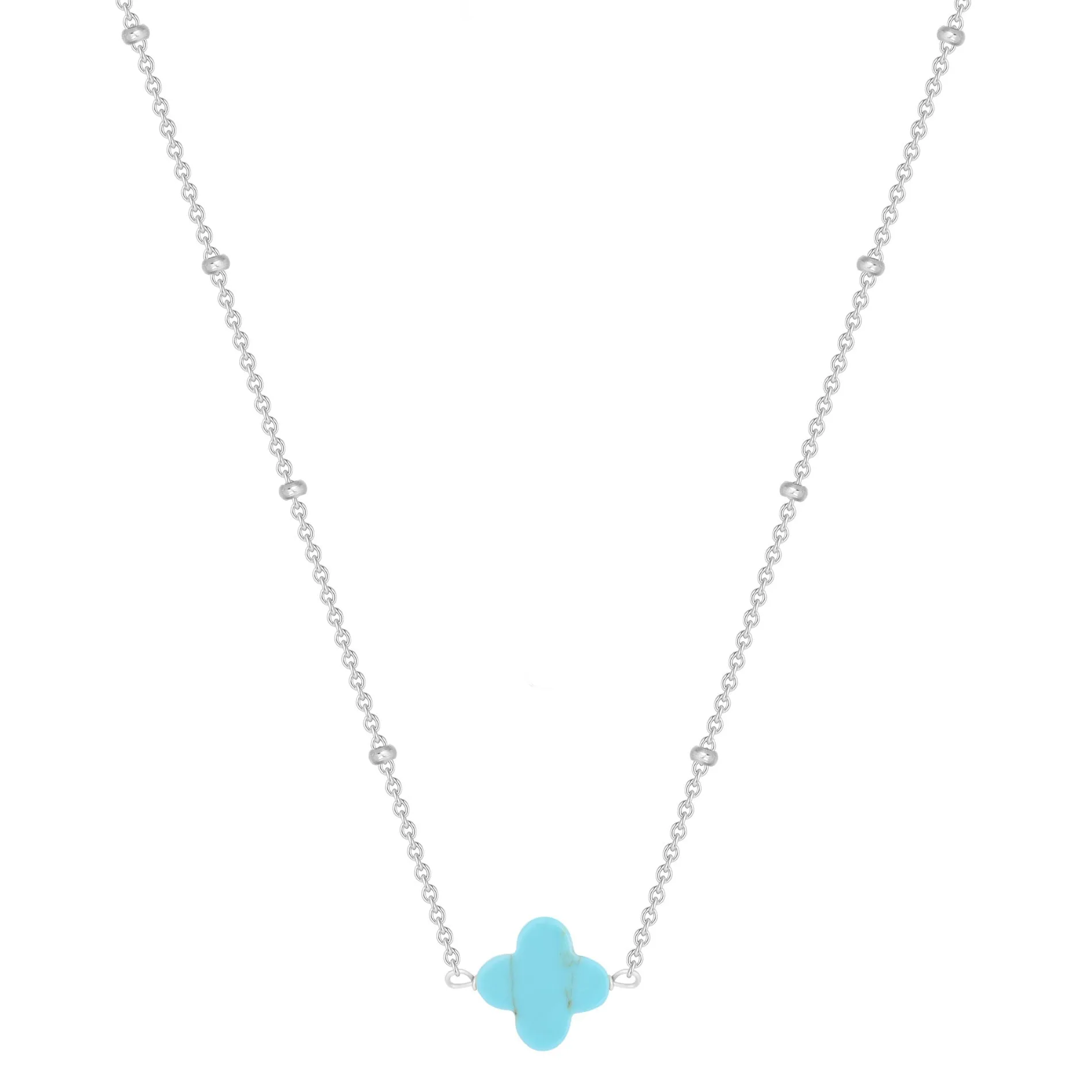 MALANI TURQUOISE CLOVER SILVER NECKLACE