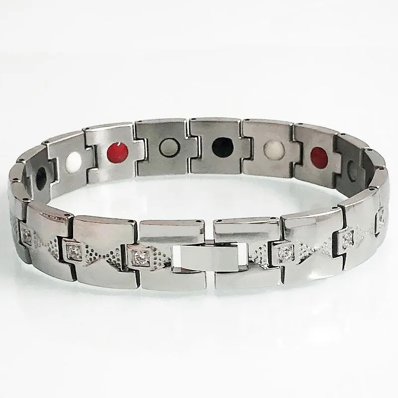 Men Stainless Steel Bracelet Women Health Care Germanium Bio Negative Ions Wrist Accessories