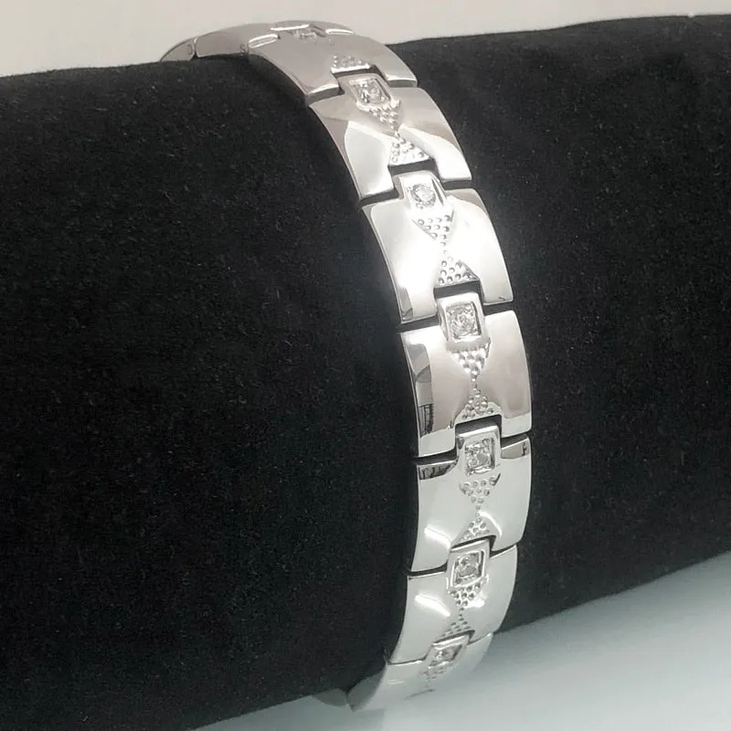 Men Stainless Steel Bracelet Women Health Care Germanium Bio Negative Ions Wrist Accessories