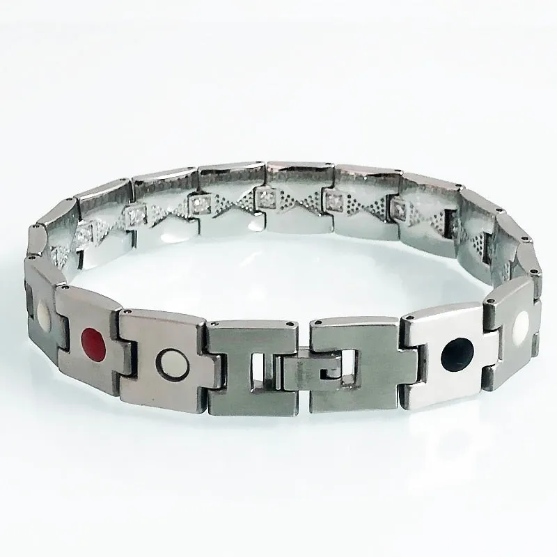 Men Stainless Steel Bracelet Women Health Care Germanium Bio Negative Ions Wrist Accessories